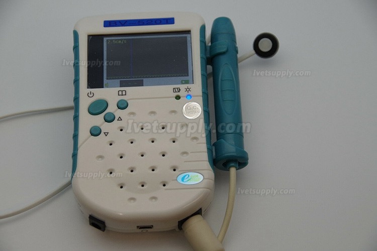 Veterinary Ultrasonic Vascular Doppler Detector BV-520T-S Unidirection Waveform Recorder Fflat Probe